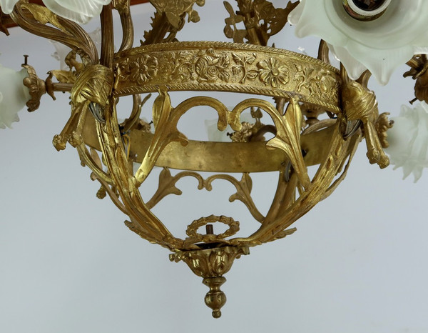 12-Light Chandelier in Gilt Bronze, Napoleon III Style - Late 19th Century