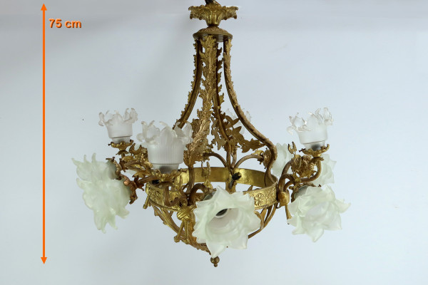 12-Light Chandelier in Gilt Bronze, Napoleon III Style - Late 19th Century