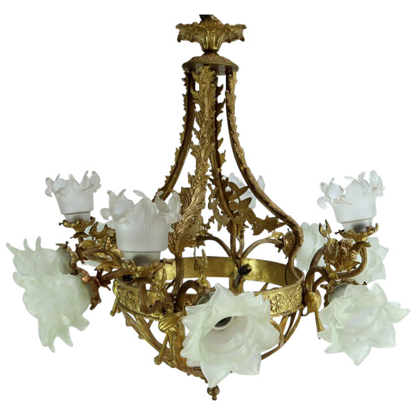 12-Light Chandelier in Gilt Bronze, Napoleon III Style - Late 19th Century