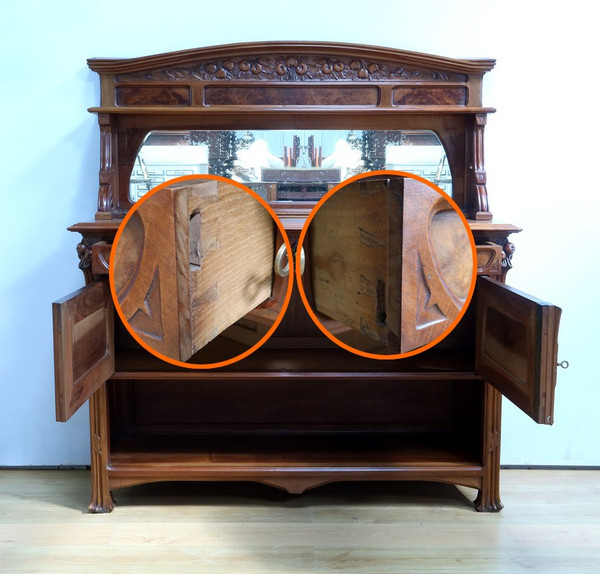 Credenza in noce, Art Nouveau - 1900