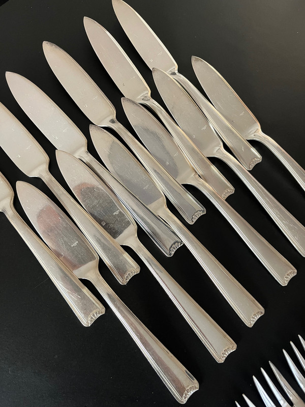 12 Ercuis Cambodia Art Deco fish cutlery set