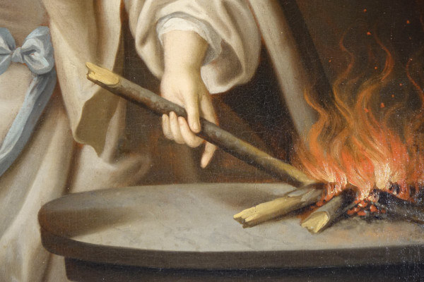 Vestal Virgin Rekindling the Sacred Fire, 18th Century French School.