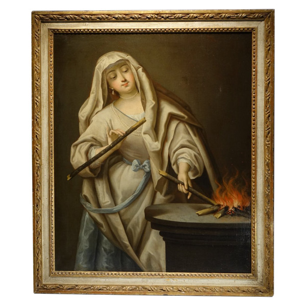 Vestal Virgin Rekindling the Sacred Fire, 18th Century French School.