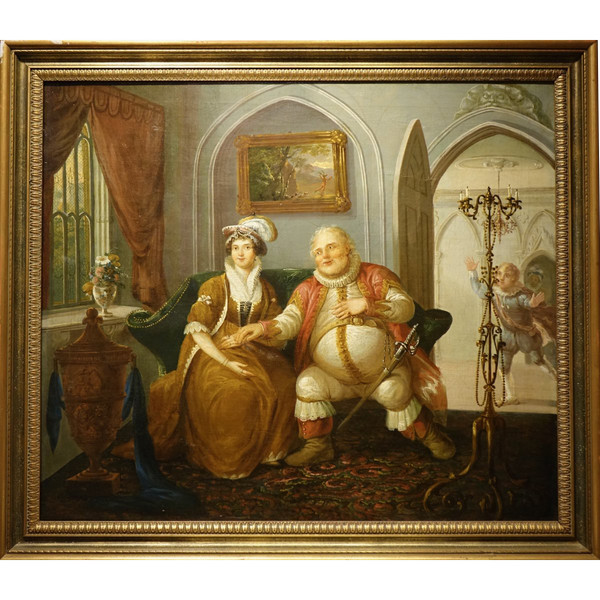 "Falstaff", oil on canvas, English school, 19th century.