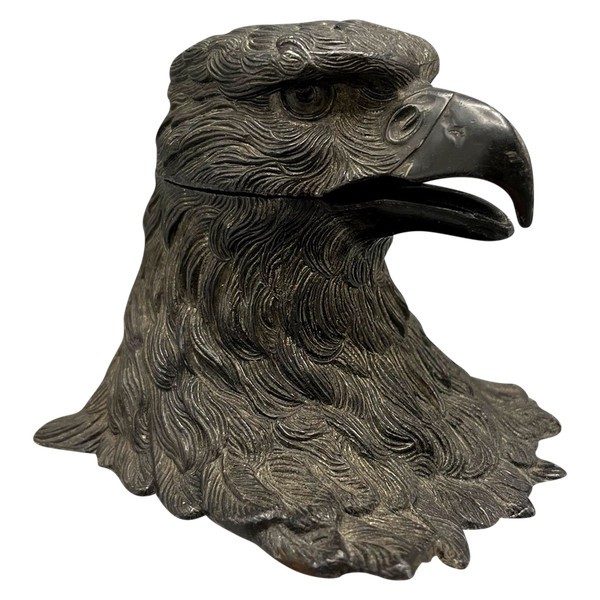 EAGLE HEAD DESK INKWELL - Circa 1900