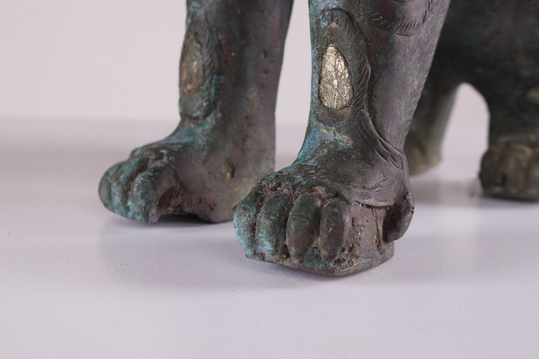 Pair of bronze guardian lions.