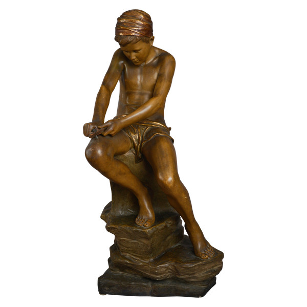 Goldscheider, giovane arabo con turbante, terracotta orientalista