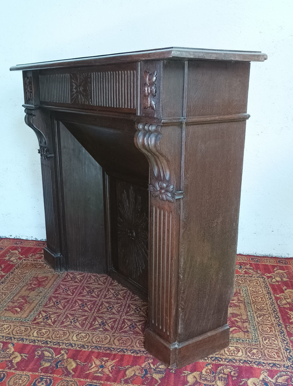 Napoleon III fireplace in carved solid oak