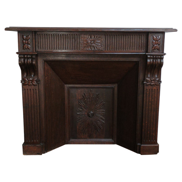 Napoleon III fireplace in carved solid oak