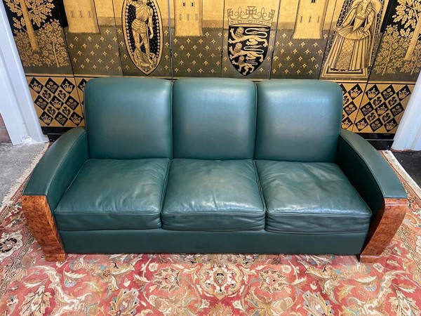 Ledersofa im Art-Déco-Stil