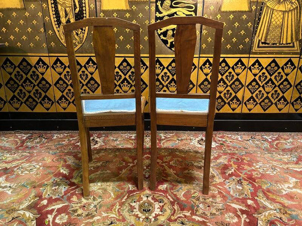 2 art deco chairs with fabric seat