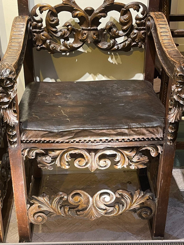 Very Large Pair Of Armchairs , Italy, Tuscany, 17th c.