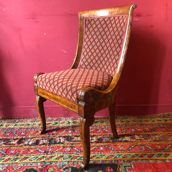 Rare pair of amboyna veneer chairs, circa 1820