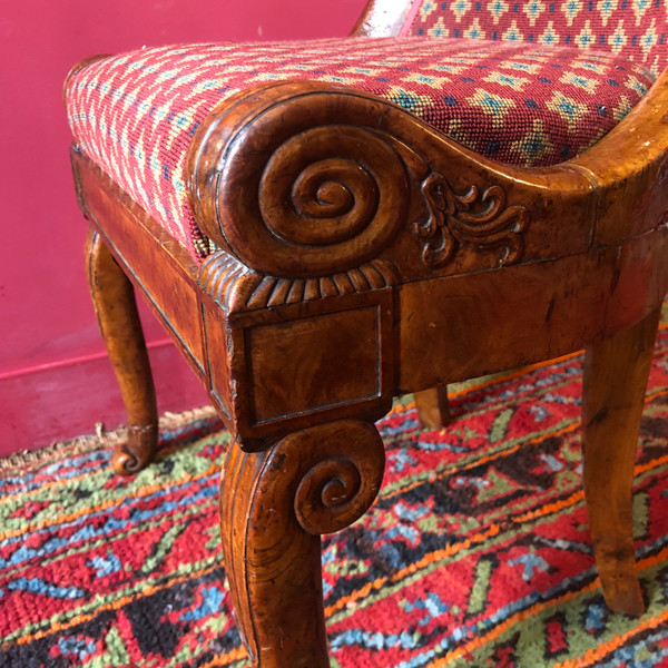 Rare pair of amboyna veneer chairs, circa 1820