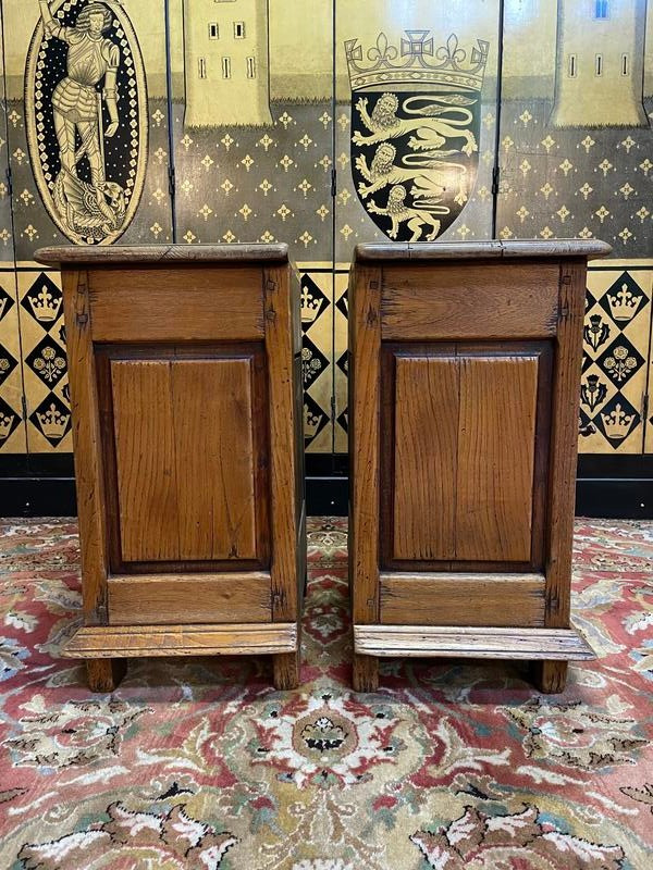 Pair of rustic oak bedside tables