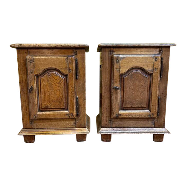 Pair of rustic oak bedside tables