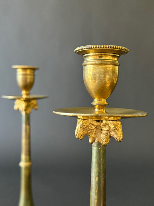 Claude Galle: Rare pair of Empire-Consulate period candlesticks.