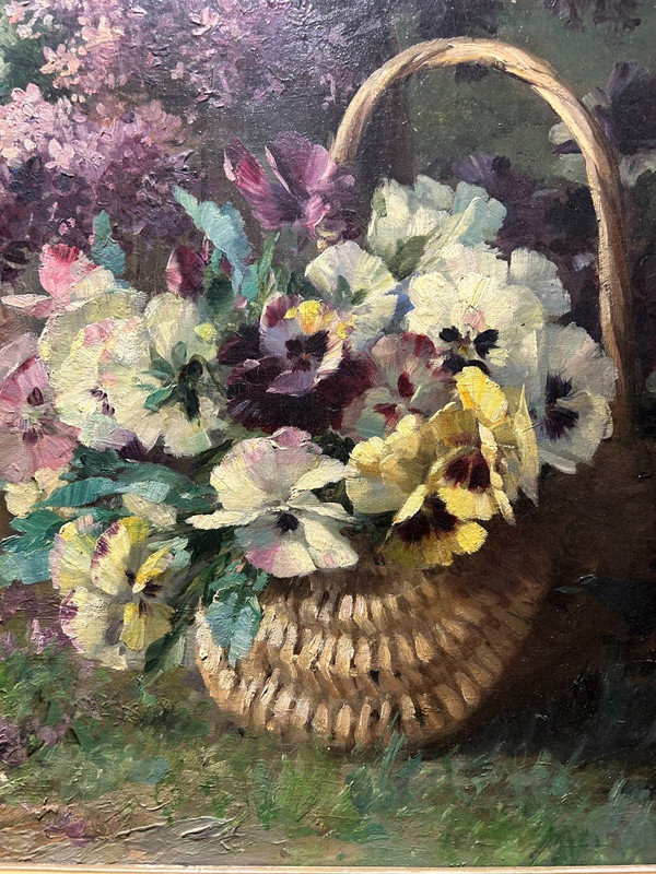 Huile sur toile"bouquetde Lilas", Furcy de Lavault" 1847-1915