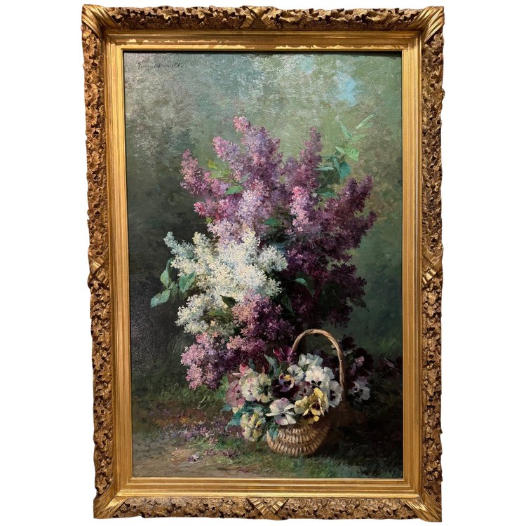 Huile sur toile"bouquetde Lilas", Furcy de Lavault" 1847-1915