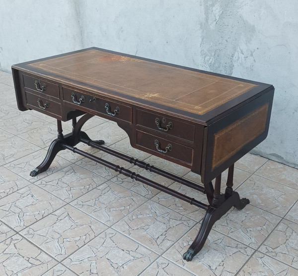 English double-sided mahogany desk