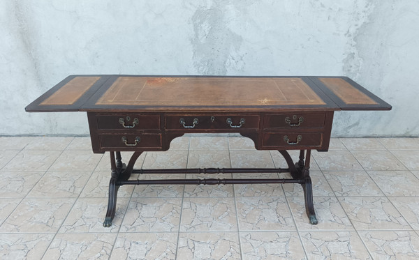 English double-sided mahogany desk