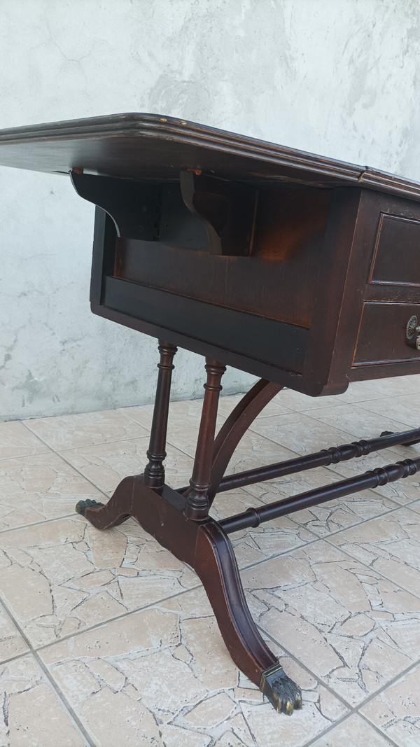 English double-sided mahogany desk