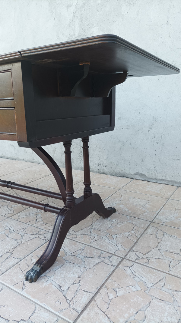 English double-sided mahogany desk