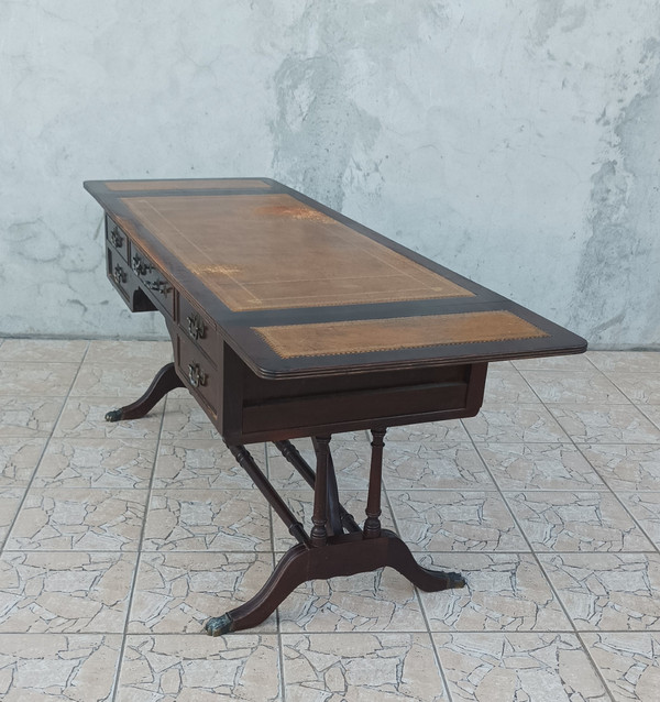 English double-sided mahogany desk