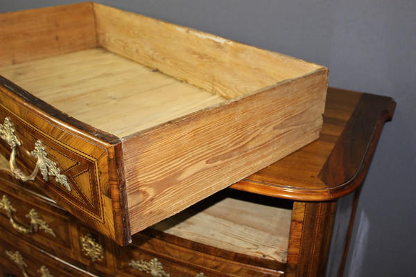 Louis XIV chest of drawers in 18th century marquetry