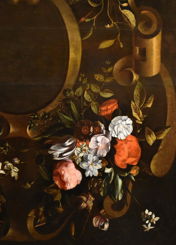 Ghirlanda di fiori con cartiglio, Frans van Everbroeck (Anversa, 1628 – Londra 1693) 