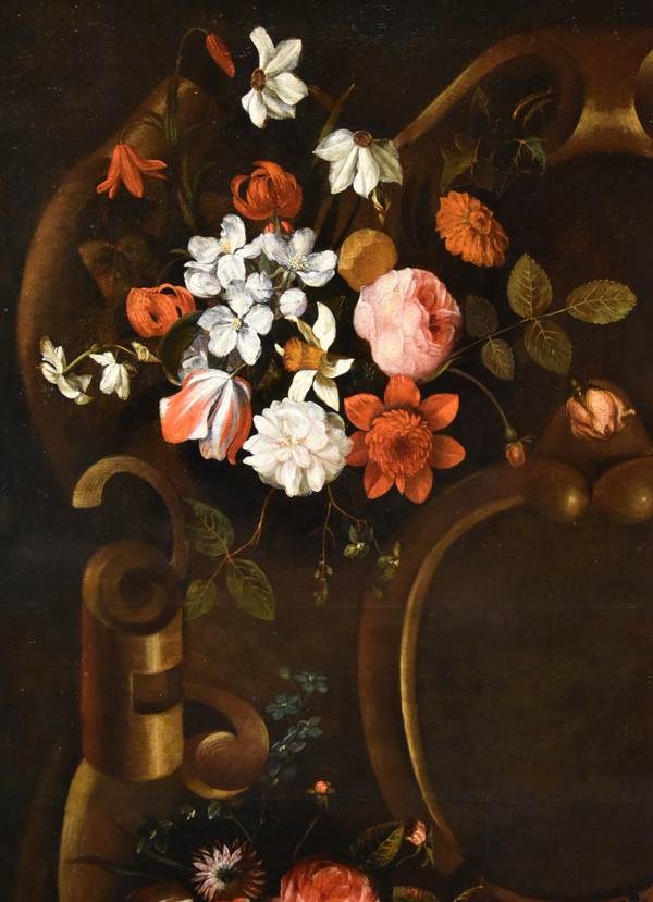 Ghirlanda di fiori con cartiglio, Frans van Everbroeck (Anversa, 1628 – Londra 1693) 