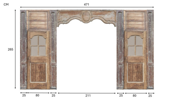 Boiserie D’alcôve Romantique D’époque XVIIIème Portes Vitrées Anciennes 6 Lots