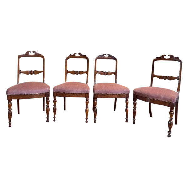 Suite de 4 chaises Napoléon III pieds Jacob en acajou 