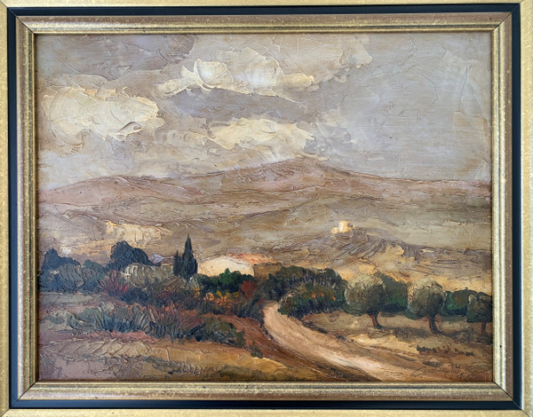 Oil on wood signed Provençal landscape