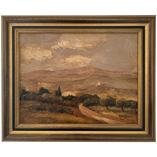 Oil on wood signed Provençal landscape