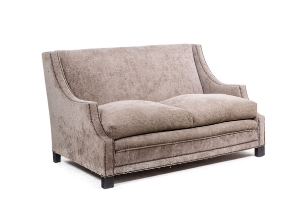 Rechteckiges Sofa aus grauem Samt. 1990er Jahre. LS60311509A