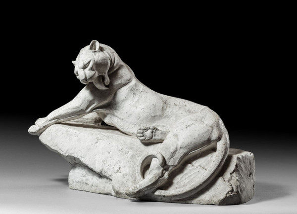 André Vincent Becquerel, Panther, Original Plaster, Art Deco