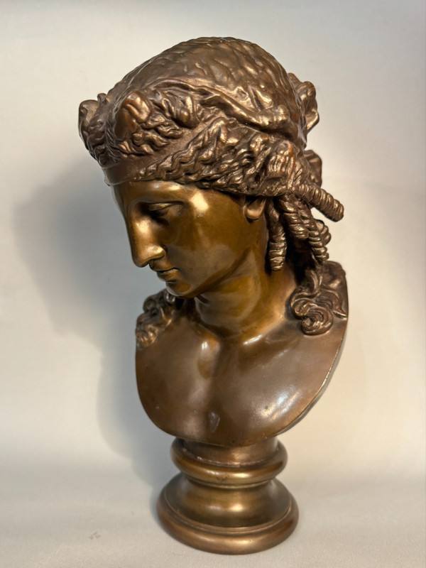 Bronze bust of Ariadne F. Barbedienne (Bacchus, Antinous)