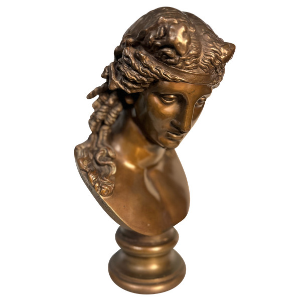 Bronze bust of Ariadne F. Barbedienne (Bacchus, Antinous)