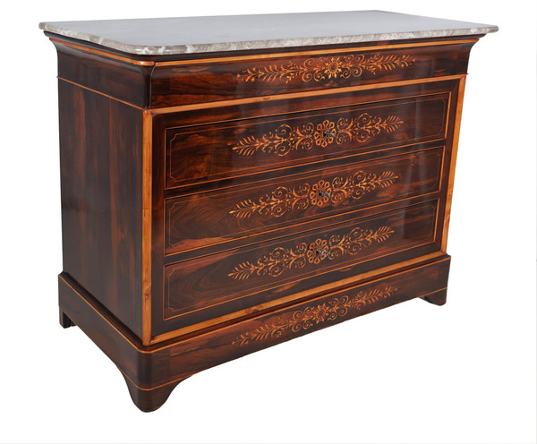 Rosewood and lemonwood chest of drawers, Charles X period