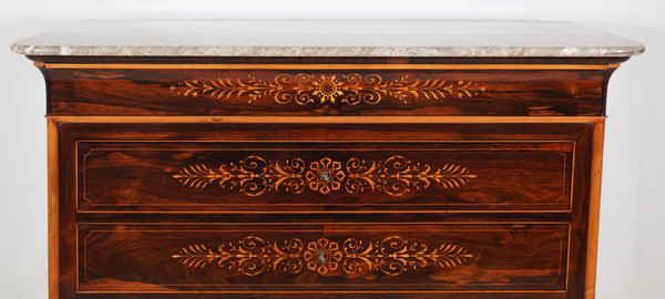 Rosewood and lemonwood chest of drawers, Charles X period