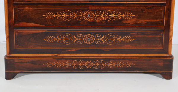 Rosewood and lemonwood chest of drawers, Charles X period