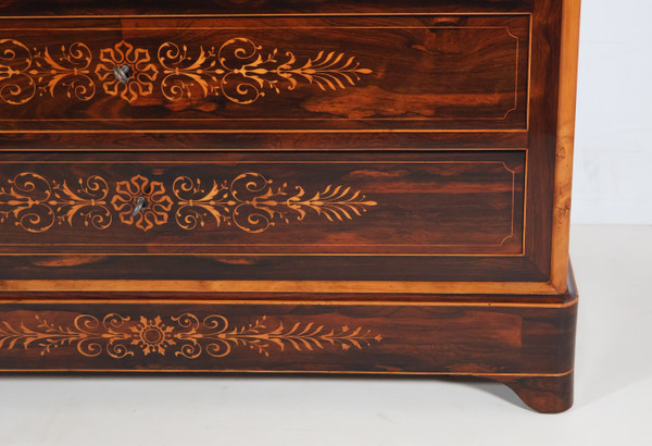 Rosewood and lemonwood chest of drawers, Charles X period