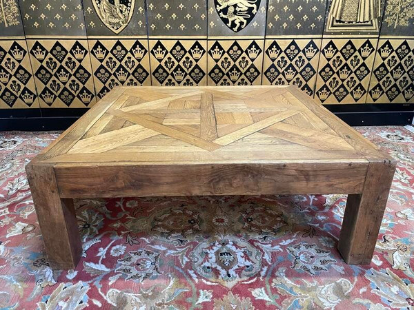 Solid oak parquet coffee table