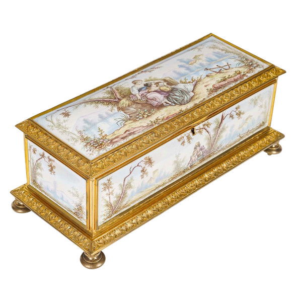 An enamel and gilded bronze box, 19th century