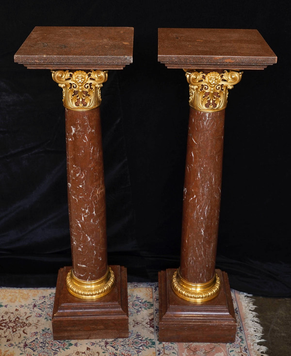 Important pair of columns with pair of candelabra, Napoleon III period