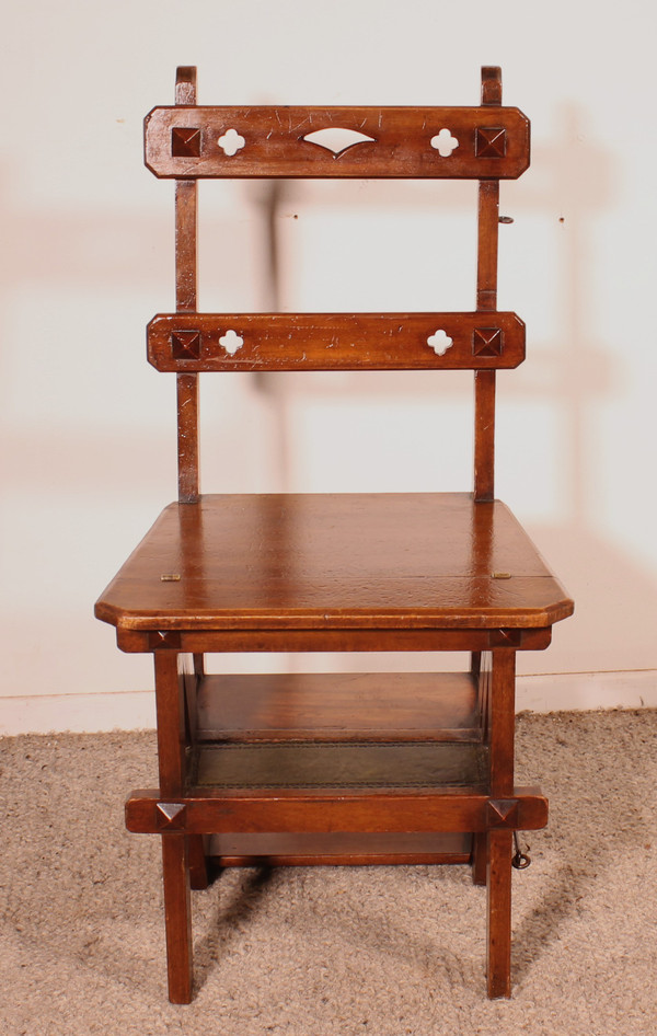 Library Stepladder Transformable Into Chair - 19th Century