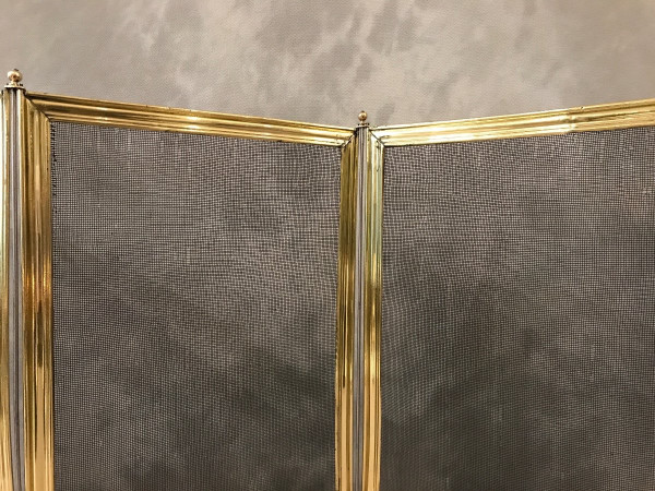 Antique brass fireplace screen from the 19th century Charles X