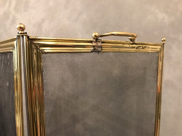 Antique brass fireplace screen from the 19th century Charles X