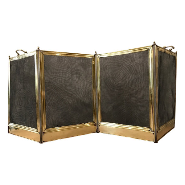 Antique brass fireplace screen from the 19th century Charles X